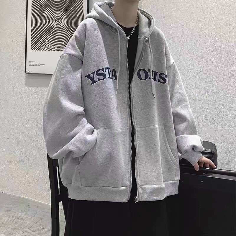 Áo KHOÁC NỈ Dây Kéo Có Mũ Hoodie OZIS Kéo Khoá Zíp From Rộng Tay Bồng Ulzzang Unisex