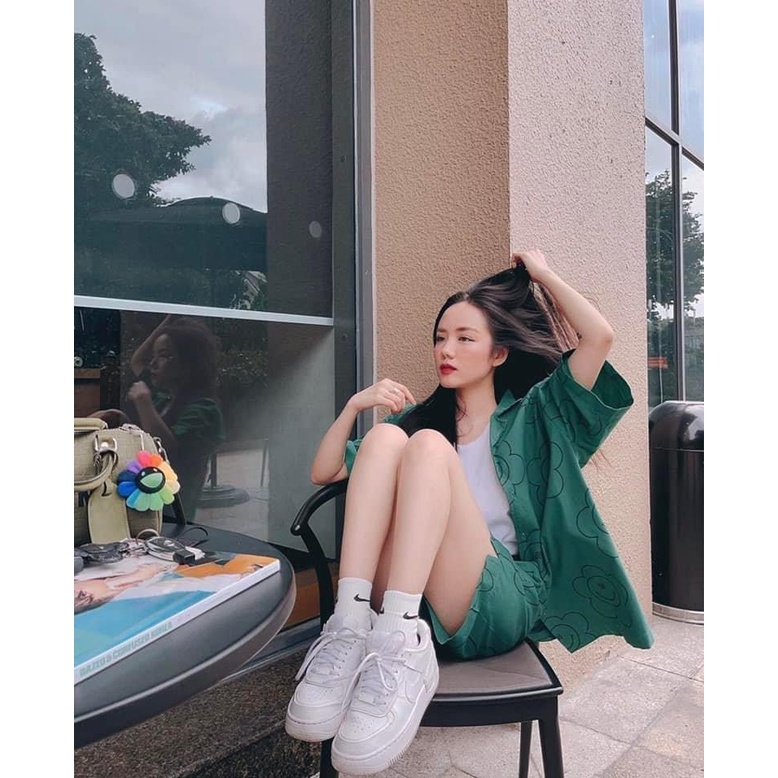 SET 3 MÓN:ÁO KHOÁC CỔ VEST TAY NGẮN + ÁO 3 LỖ TRẮNG + SHORT HOẠ TIẾT HOA