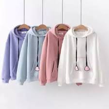 Áo hoodie nữ nỉ thời trang mùa đông freesize thêu mèo tai thỏ dưới 55kg