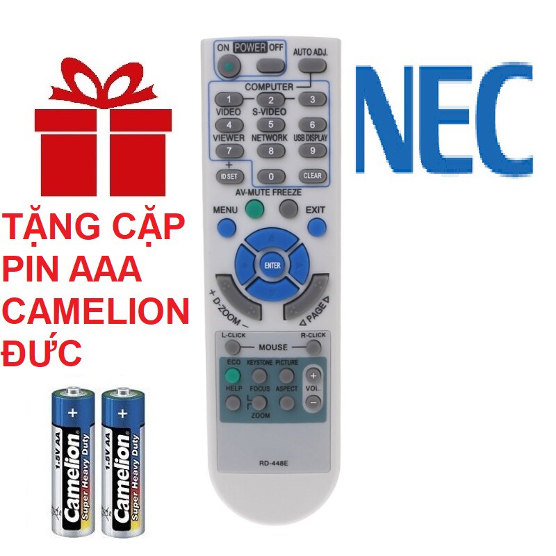 Remote máy chiếu NEC mẫu 1 - Điều khiển máy chiếu NEC mẫu 1 - Projector (Hàng hãng - tặng pin)