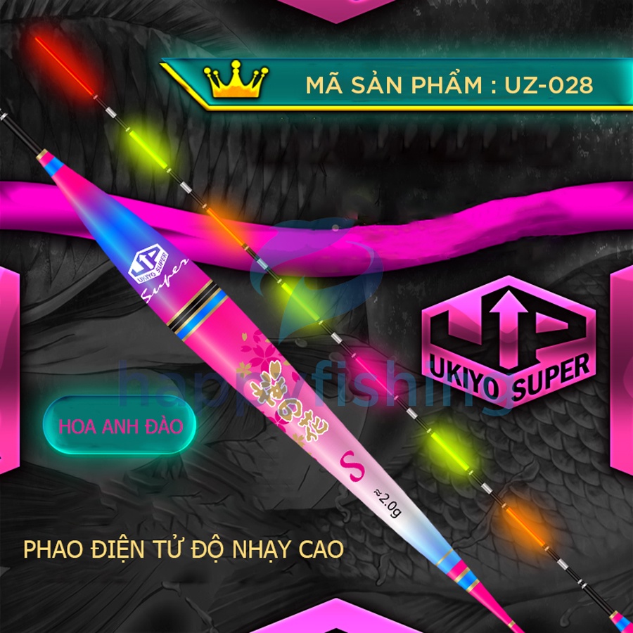 Phao Đèn Câu Đêm, Phao Điện Tử Độ Nhạy Cao UKIYO UZ-028 (Hoa Anh Đào)