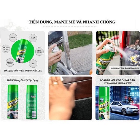 Chai Xịt Tẩy Keo Remove Of Stickers 450ml, Tẩy Vết Băng Dính Keo Dán Trên Mọi Bề Mặt Hiệu Quả