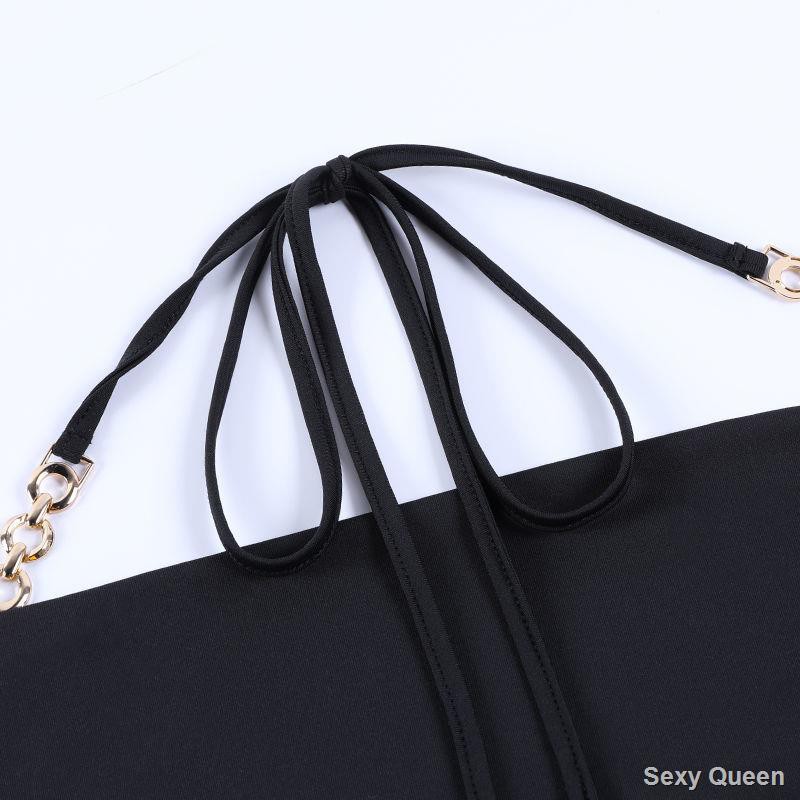 Áo Lửng Cổ Yếm Phối Dây Xích Phong Cách Âu Mỹ Thời Trang Cho Nữ | BigBuy360 - bigbuy360.vn