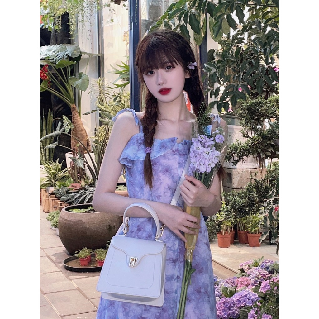 ORDER Váy 2 dây voan màu tím ngắn ngọt ngào tiên tử công chúa ulzzang hàn quốc