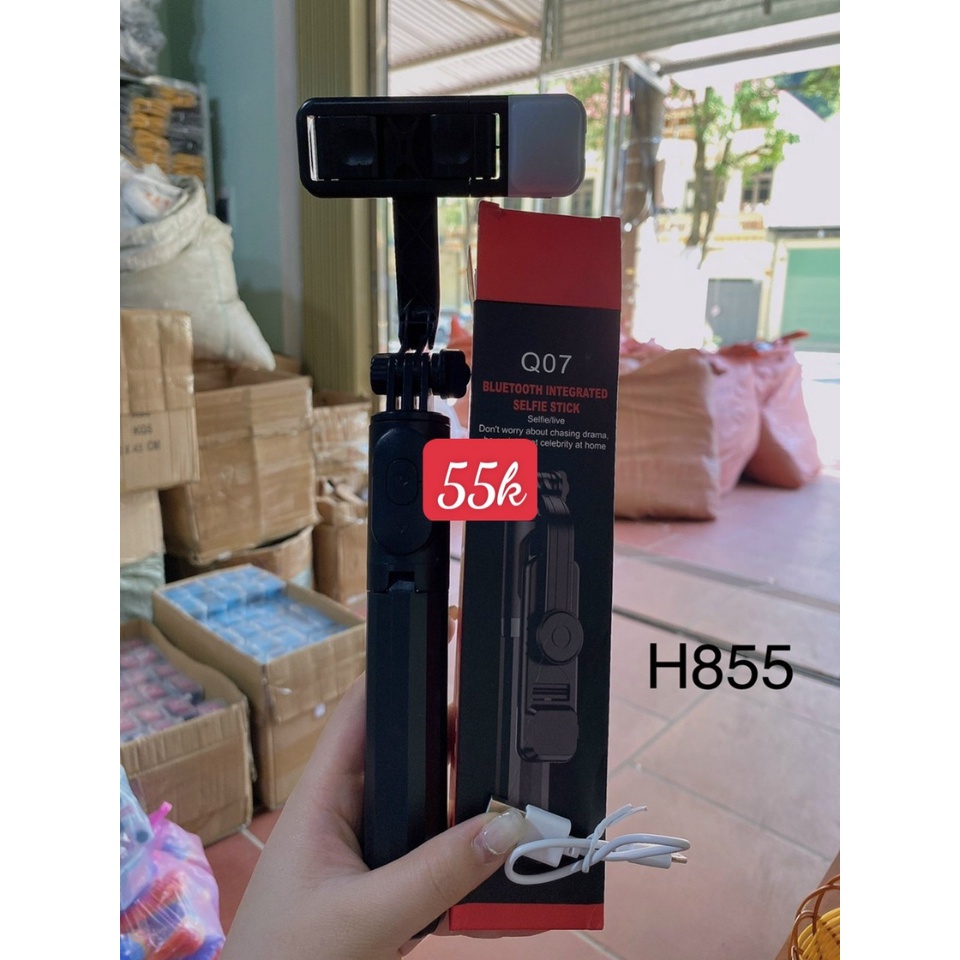 Gậy chụp ảnh tự sướng bluetooth Q07 có đèn LED trợ sáng tích hợp live steam chân đế tripod 3 chức năng