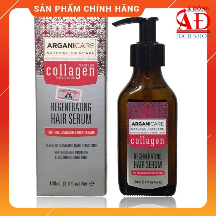 Tinh dầu dưỡng tóc ARGANICARE Collagen Hair Serum For Thin Damaged chắc khỏe làm dày tóc 100ML