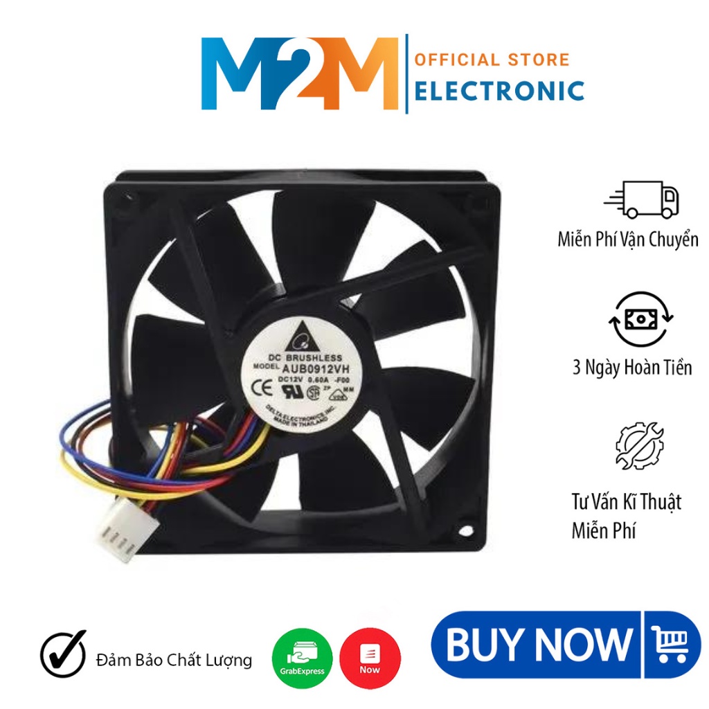 Quạt tản nhiệt máy tính 12V 0.6A 4 Pin 9x9x2.5CM🍀 Quạt 4000RPM Delta AUB0912VH