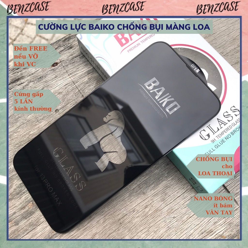 Kính Cường Lực iPhone Cao Cấp Chính Hãng KINGKONG BAIKO siêu cứng chống bụi màng loa cho iPhone 6 đến 13 Promax