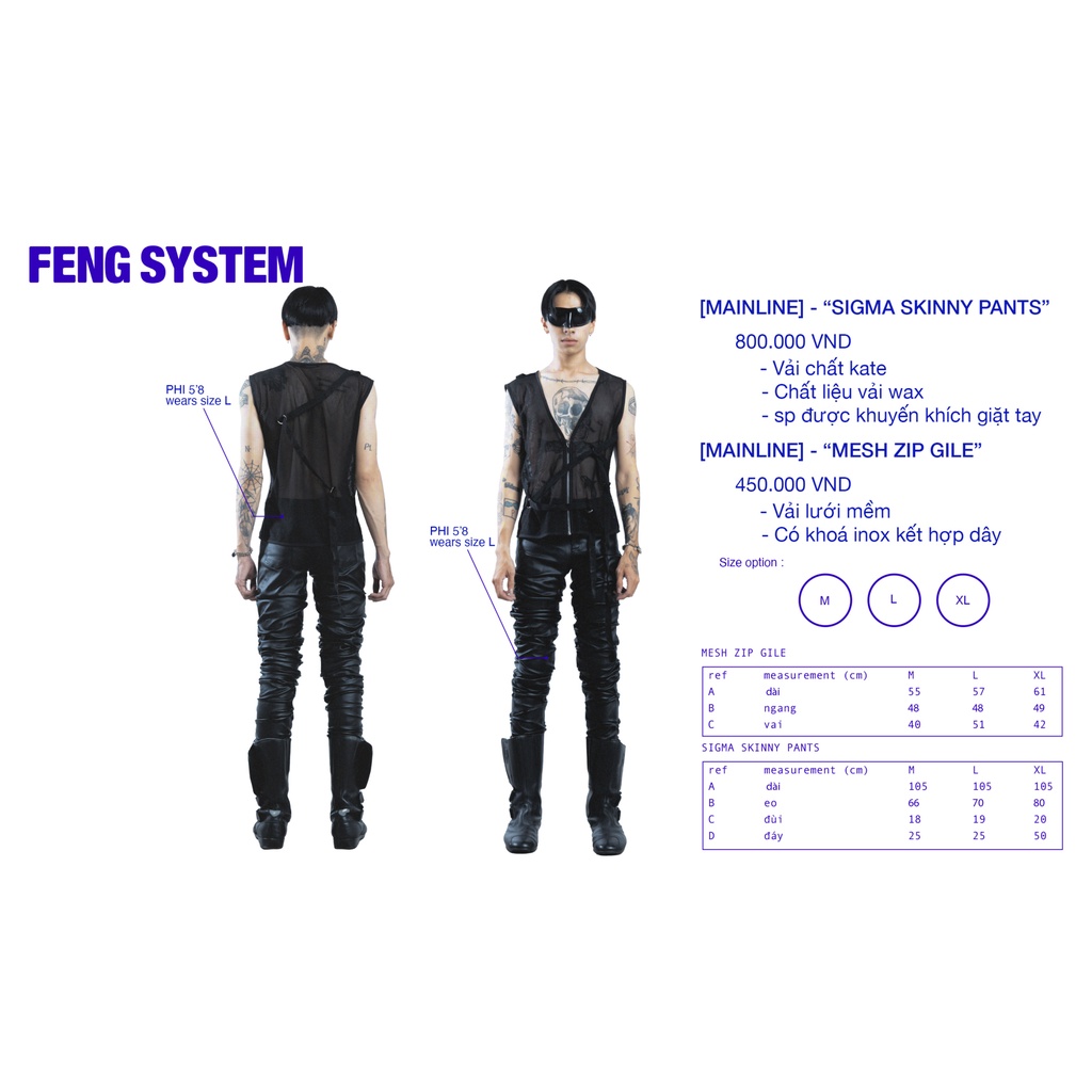 “ÁO LƯỚI ĐEN CÓ DÂY FENG - MESH ZIP GILE”