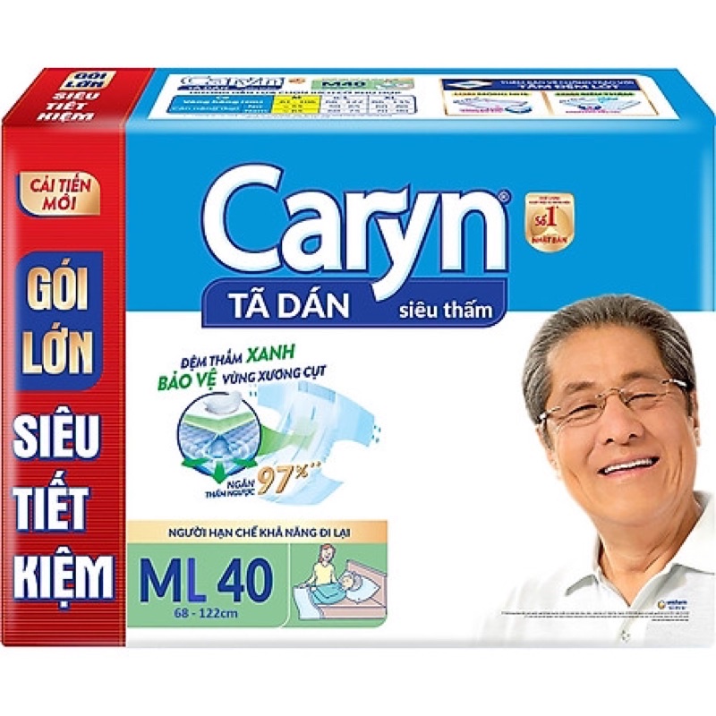 [Bịch lớn siêu tiết kiệm] Tã Dán Caryn người lớn Size M20/M40 và Size M-L20/ M-L40 và XL10