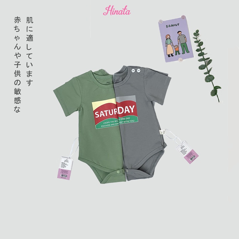 Bộ bodysuit tay ngắn HINATA Day by day BF01, 100% organic cotton thoáng mát, hút mồ hôi, an toàn cho da nhạy cảm