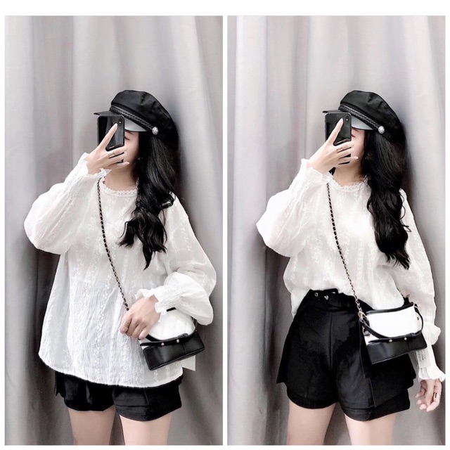 Áo sơ mi tay bo tiểu thư