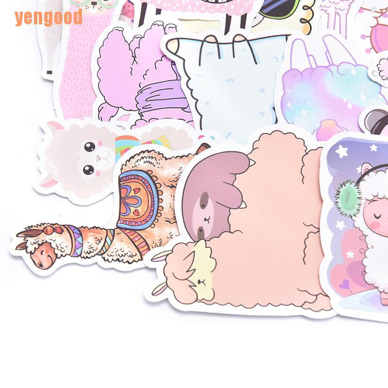 Bộ 50 miếng dán trang trí laptop vali hình lạc đà Alpaca dễ thương