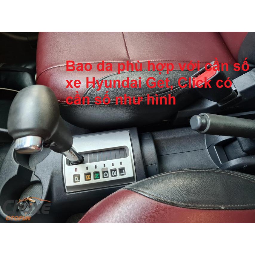 [GET-CLICK] Bọc da cần số, phanh tay xe Hyundai get, click số tự động bằng da thật