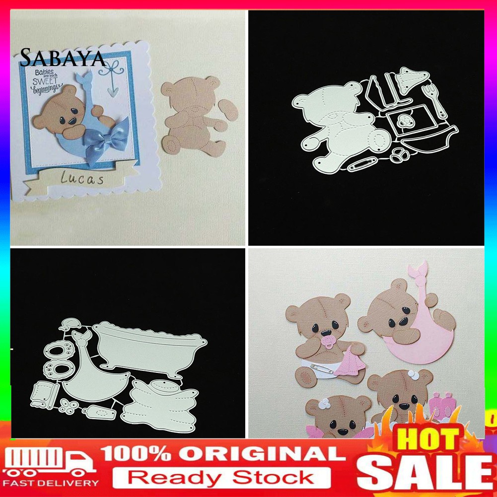 Khuôn Cắt Giấy Làm Từ Kim Loại Hình Bồn Tắm Gấu Trang Trí Scrapbook