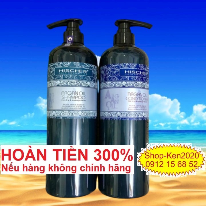 Cặp dầu gội xả Hischer Argan Oil 1000ml x2 siêu mềm mượt