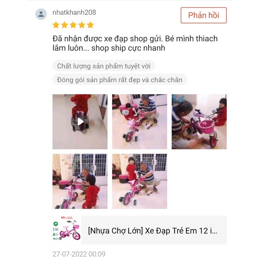Xe Đạp Trẻ Em Nhựa Chợ Lớn 12 inch K105 Cho Bé Từ 2 đến 3 Tuổi