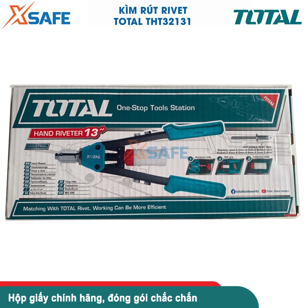 Kìm rút rivet Total THT32131 | Kềm(đinh tán) Size 13 inch chất liệu tay cầm thép + nhôm, dùng để rút rivet thép không rỉ