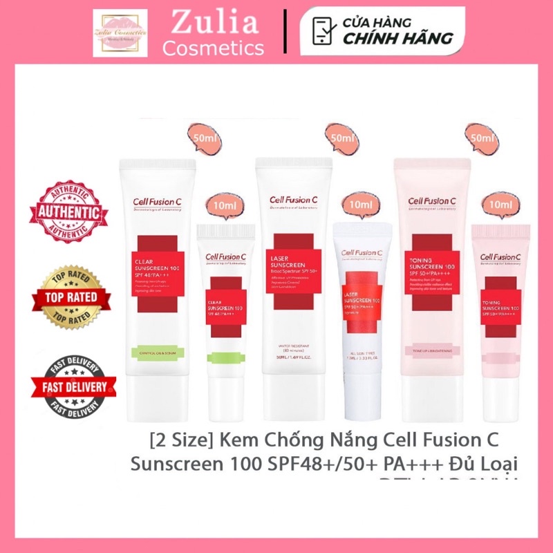 [FREE SHIP] Kem chống nắng Cell Fushion đủ size