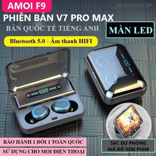 Tai Nghe Bluetooth 5.0 Amoi F9 Pro Bản Quốc Tế Cao Cấp Nhất - Cảm Biến Vân Tay - Sạc Dự Phòng