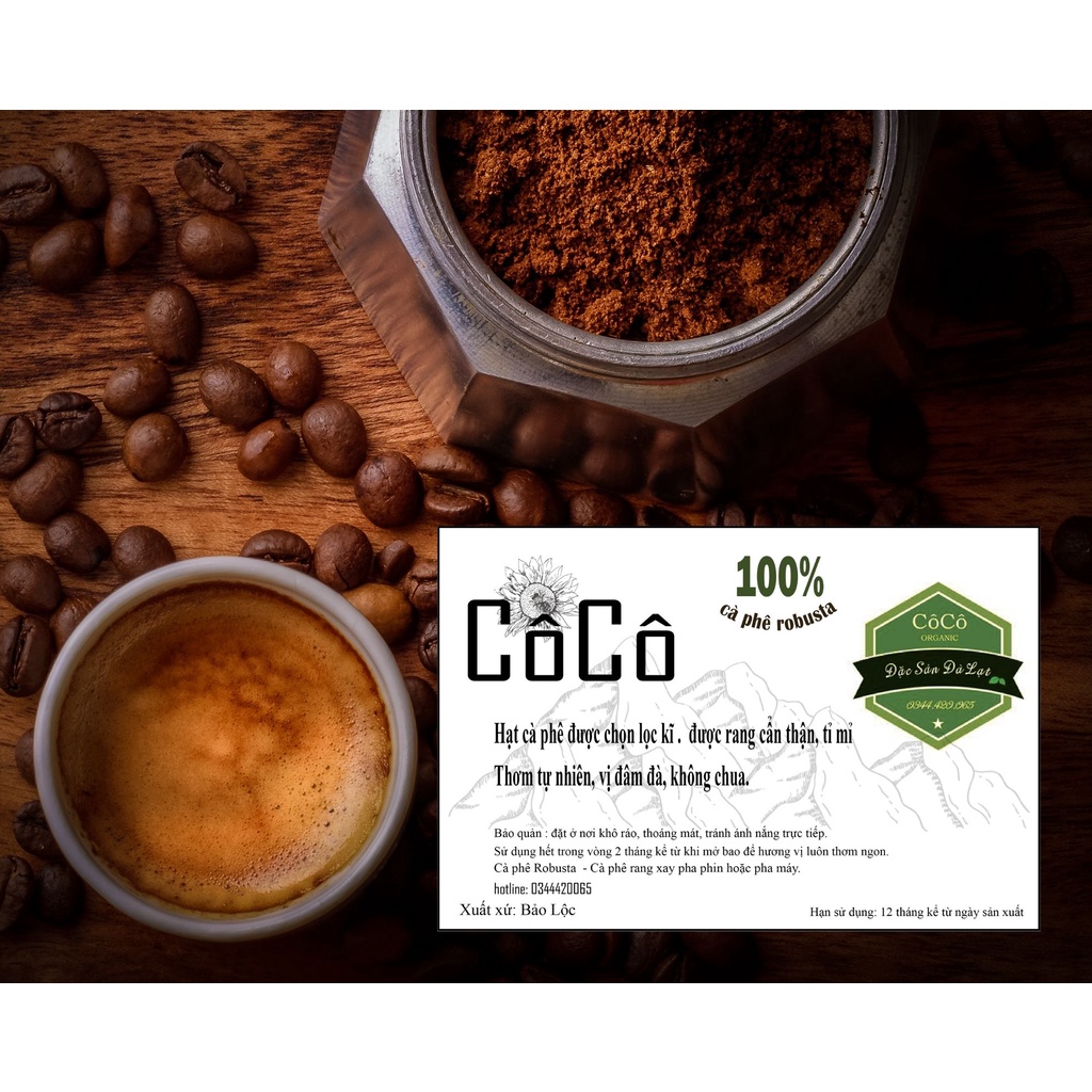 Cà Phê Robusta Bảo Lộc - Lâm Đồng  Đậm Đà Thơm Ngon  -  | ( 500g/ bịch )