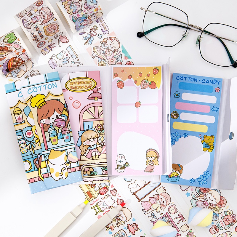 Sổ Tay Ghi Chú Từ Tính Họa Tiết Trái Tim Cô Gái Dễ Thương