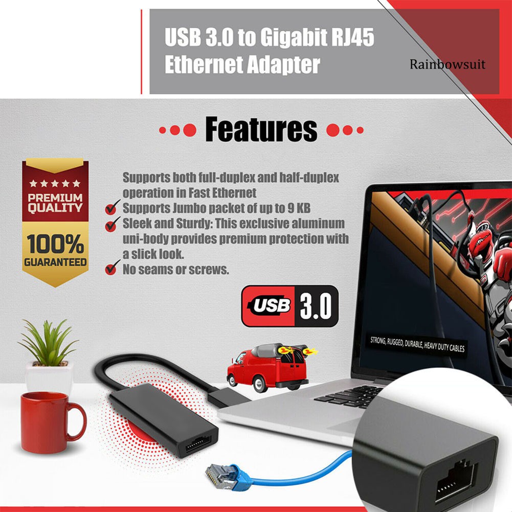 Bộ Chuyển Đổi Mạng Rb-Usb 3.0 Gigabit Ethernet Lan Rj45 1000mbps Cho Windows / Mac