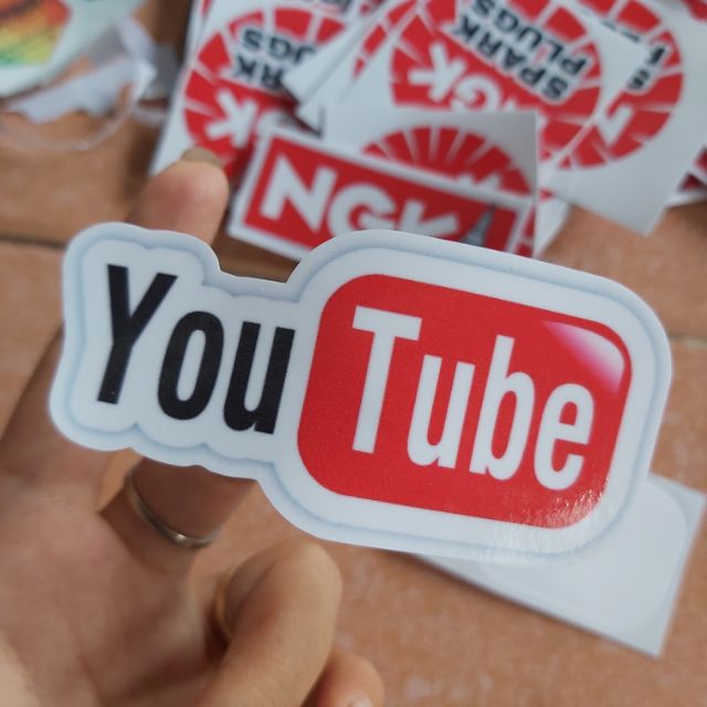 Tem Sticker Decal Youtube Dán Điện Thoại, Xe