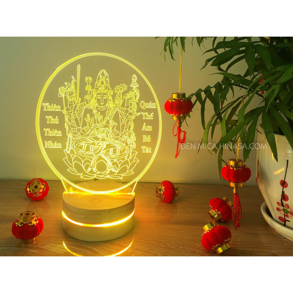 Đèn led Phật 3D 16 màu Thiên Thủ Thiên Nhãn Quán Thế Âm Bồ Tát