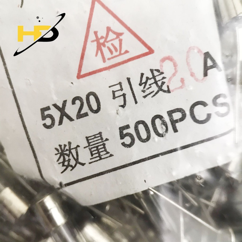 Linh Kiện Bếp Từ, Gói 10 Con Cầu Chì Chân Cắm Ống Thủy Tinh F20A 250V 5x20mm