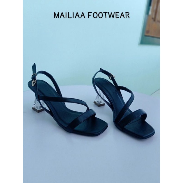 Sandal giày cao gót nữ 5 phân MAILIAA ML01 quai da gót mika trong 5 phân dễ đi