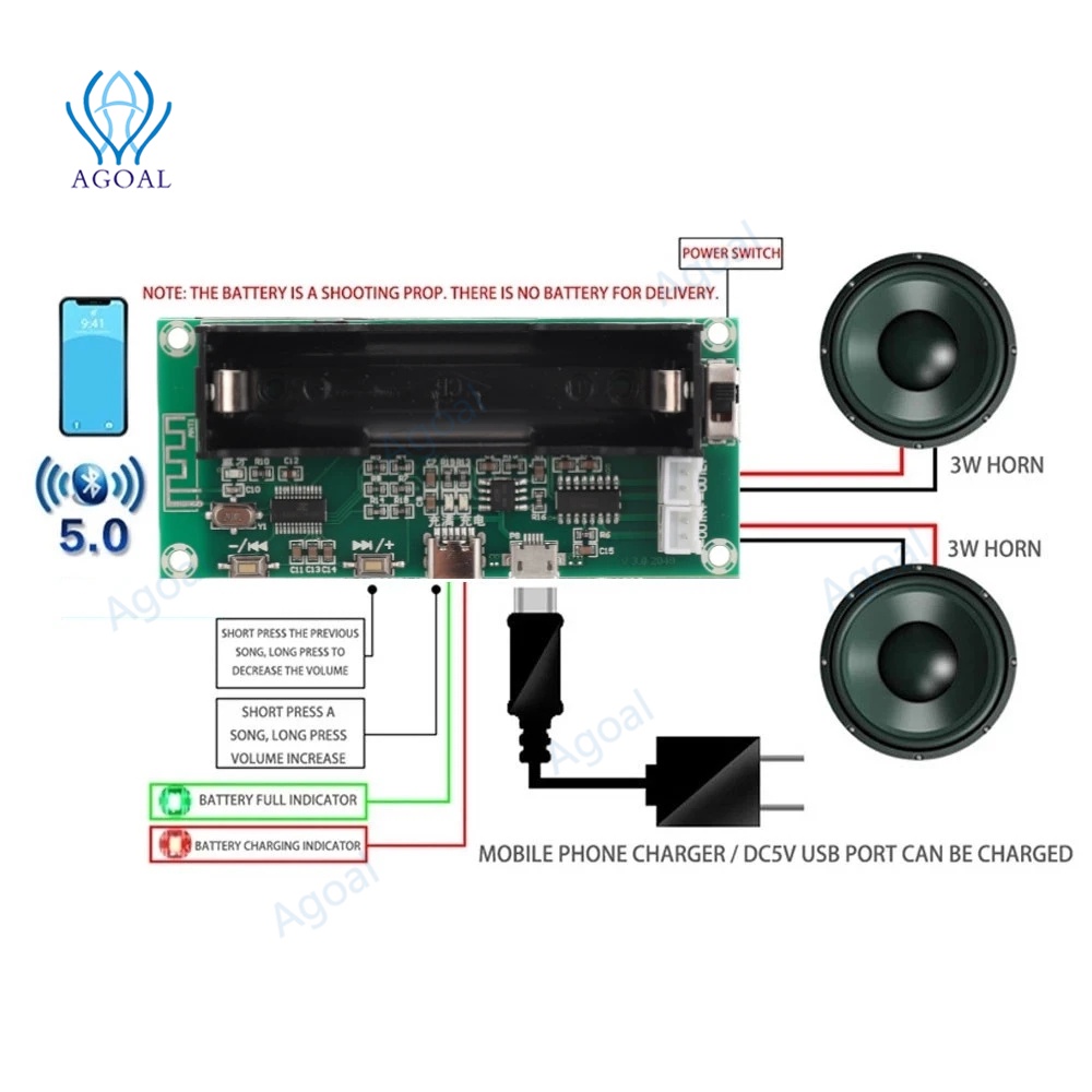 Bảng Mạch Khuếch Đại Âm Thanh Xh-A153 Bluetooth 5.0 2*3W PAM8403