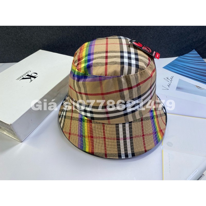 Nón vành cụp Hàn Quốc - Mũ bucket 1 mặt + 2 mặt sọc 7 màu cá tính thời trang