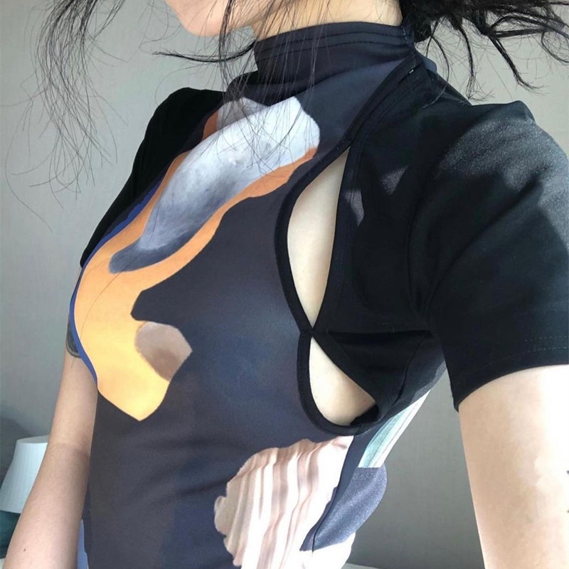 DUNEA Set Áo Thun Ngắn Tay Cổ Tròn Và Chân Váy Họa Tiết Hoạt Hình Thời Trang Cho Nữ