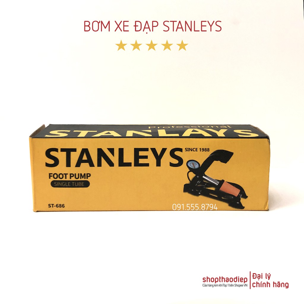 [HÀNG XỊN] Bơm Đạp Chân Đa Năng STANLEYS 1 Piston 1 Bình Trợ Lực Bơm Xe Đạp Xe Máy Ô tô