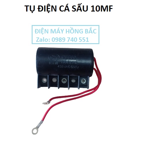 01 tụ điện 10MF cá sấu - bắt ốc dùng cho bơm nước và thiết bị điện khác