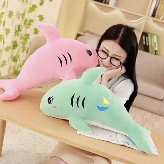 Gấu bông cá heo nhồi bông khổ vải 1m2 dài tầm 1m hàng loại đẹp