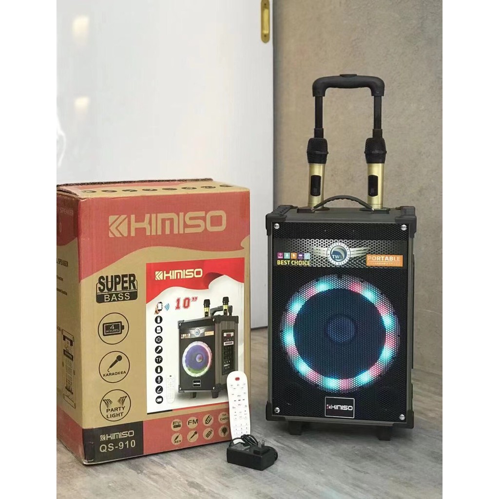 Loa Kéo Di Động KIMISO QS-910 (Bass 10", 2 Micro)