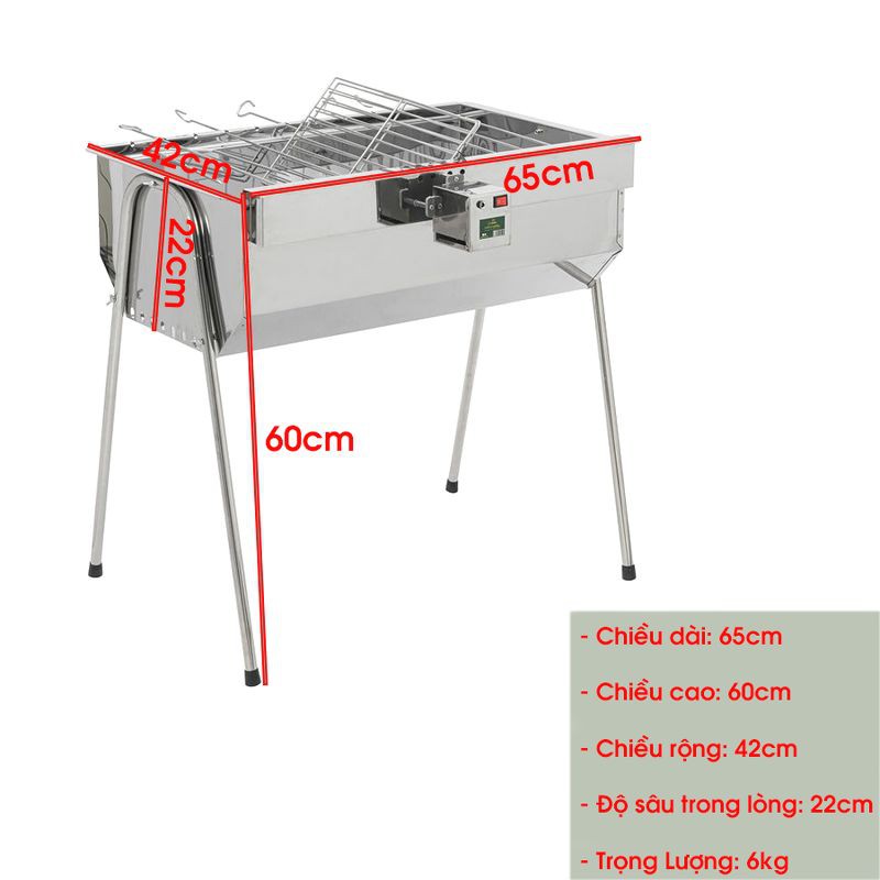 Bếp Nướng Than Tự Xoay BBQ BIGSIZE, Quay Tự Động [Tặng Quạt Khò Lửa]- Bếp Nướng Than Hoa Ngoài Trời Cao Cấp