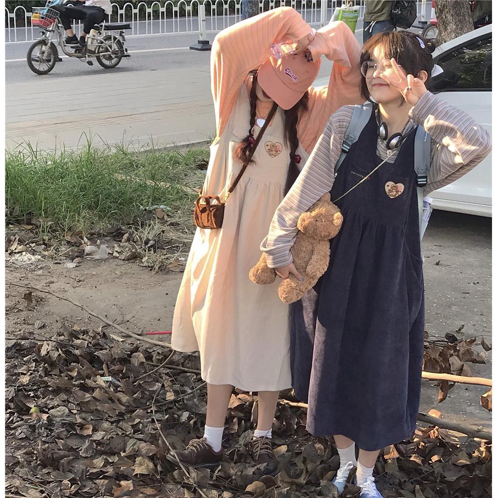 Đầm Chữ A Hai Dây Dáng Rộng Thêu Họa Tiết Phong Cách Hàn Quốc Thời Trang Cho Nữ