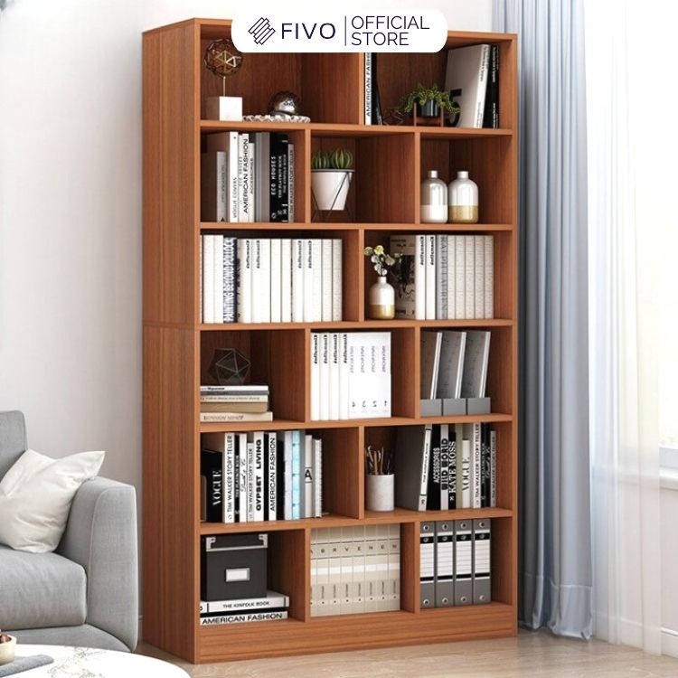 Tủ Sách Đứng Thông Minh Hiện Đại Tự Lắp Ráp FIVO Mẫu FB70 Chất Liệu Gỗ MDF Cao Cấp (80x24x179cm)