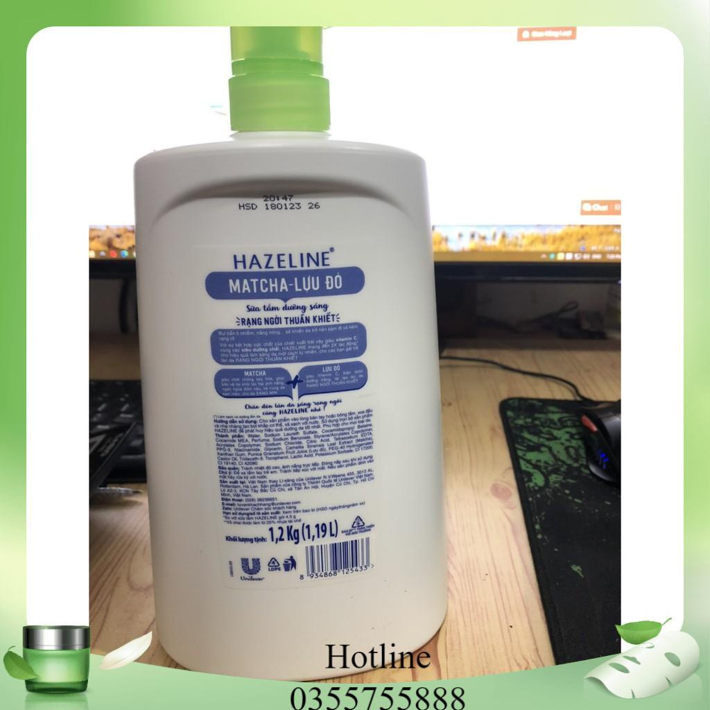 Sữa Tắm Hazeline Dưỡng Thể Thiên Nhiên Trắng Sáng Da Matcha Lưu Đỏ 1.2 Kg