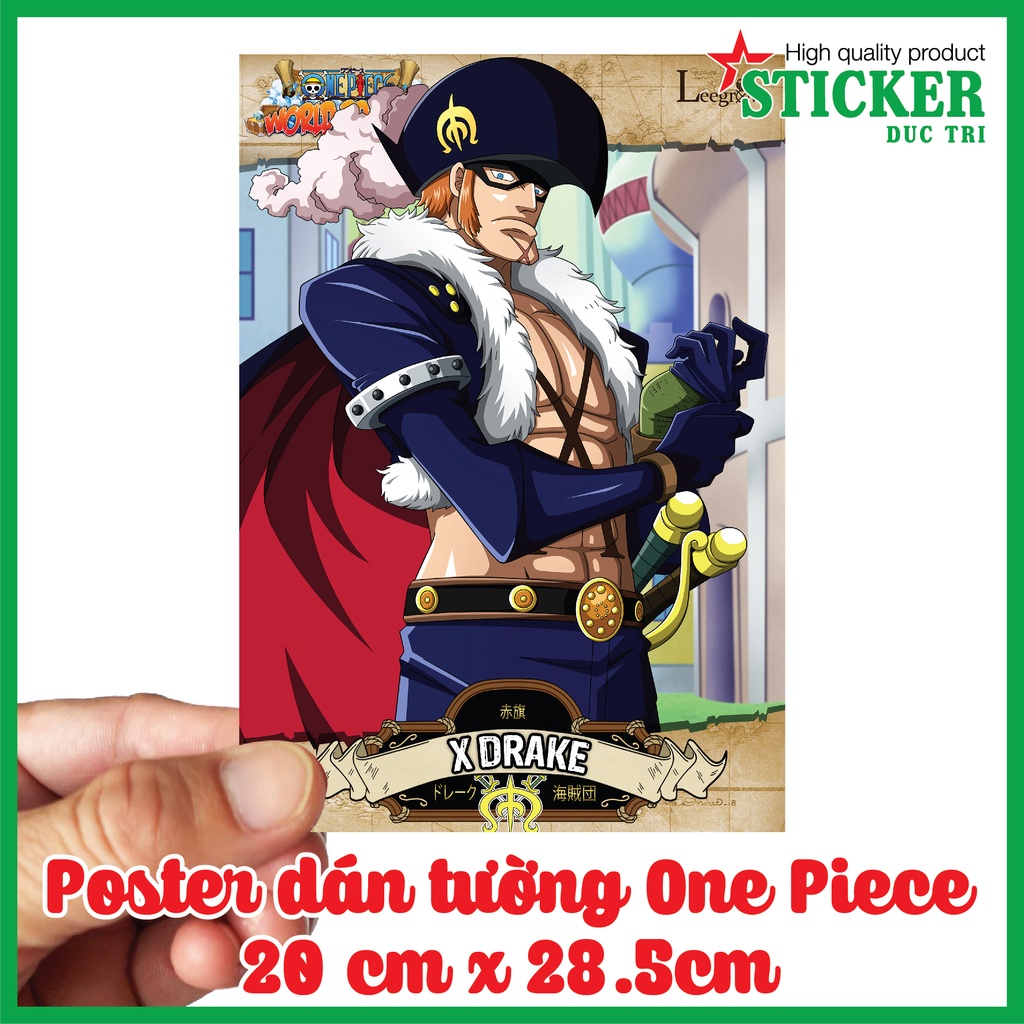 One Piece tranh dán tường. Decal nhựa có cán màng sẳn keo chỉ lột dán. P4