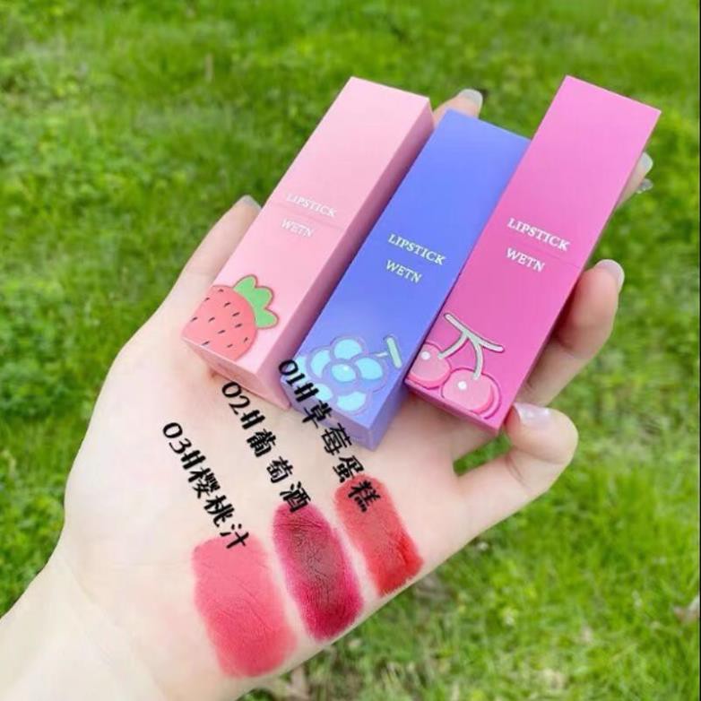 [Hàng mới về] Bộ 3 son môi WETN® hương trái cây nhung lì mềm mịn dưỡng ẩm lâu trôi | BigBuy360 - bigbuy360.vn