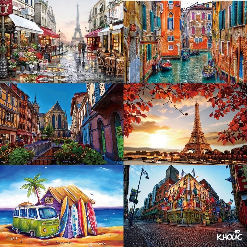 Streetscape, trò chơi ghép hình bằng gỗ, trò chơi ghép hình 300/520/1000 miếng, trang trí, đồ chơi