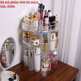 Kệ mỹ phẩm xoay 360 độ mica.