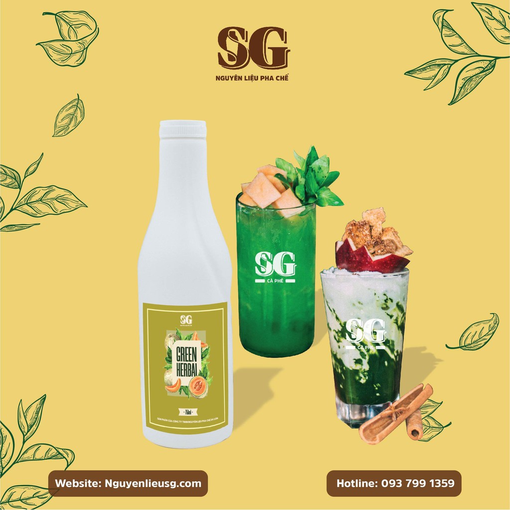 Syrup Green Herbal SG, Syrup Dưa Lưới, Siro Dưa Lưới - Nguyên LIệu Pha Trà Trái Cây Chuẩn Vị