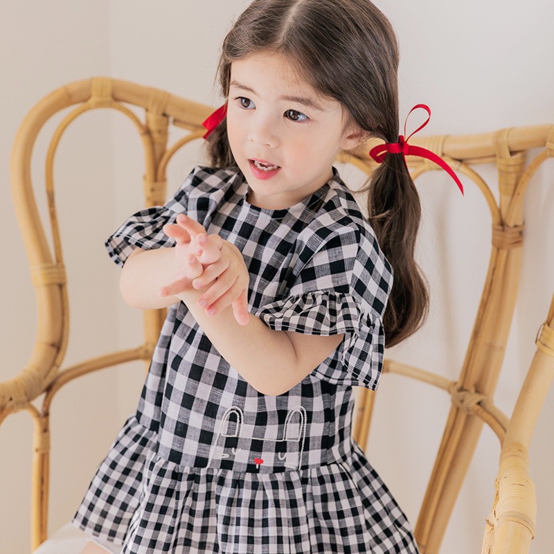 Áo váy Bebezoo kẻ caro xuất Hàn