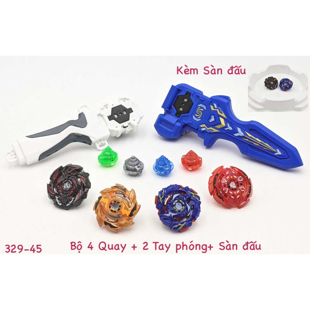 Bộ 4 Con quay BeyBlade + 2 Tay cầm - Con quay vòng xoay thần tốc