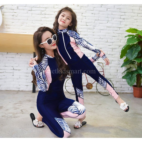 ĐỒ BƠI DÀI TAY LÁ NHIỆT ĐỚI (CHO BÉ LỚN VÀ MẸ)
